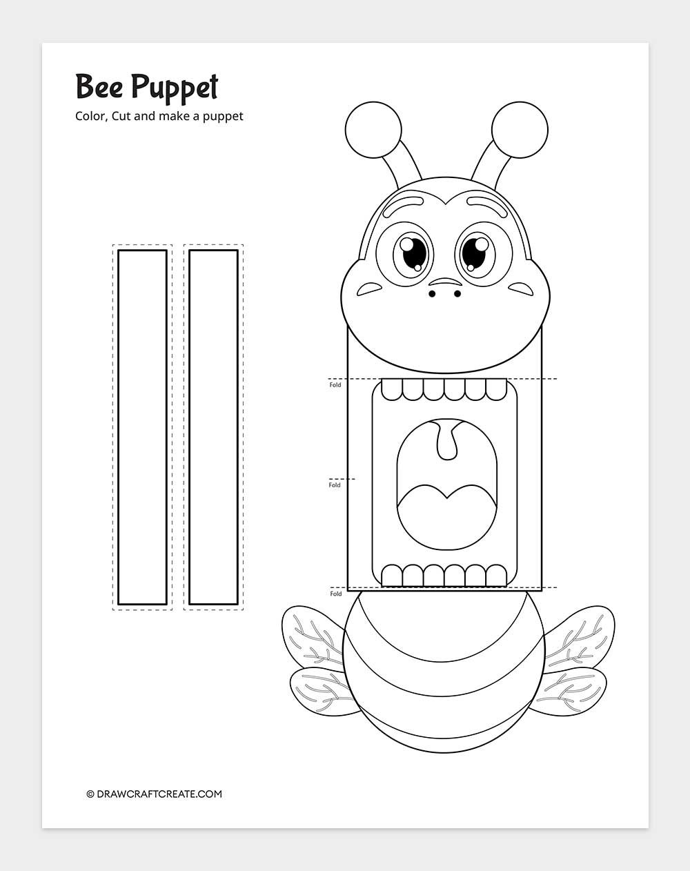 printable bee puppet template