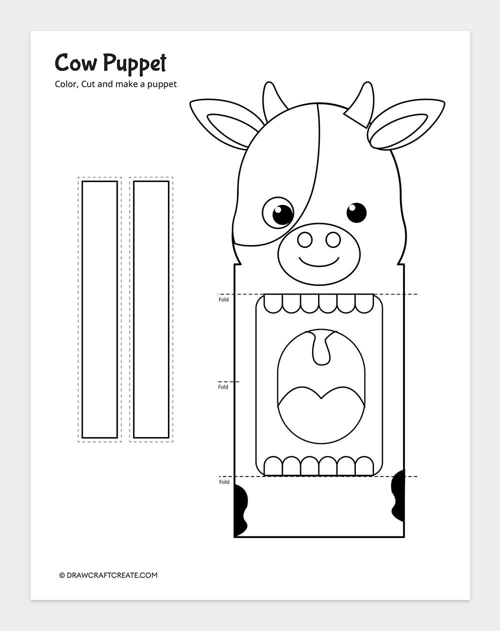 printable cow puppet template