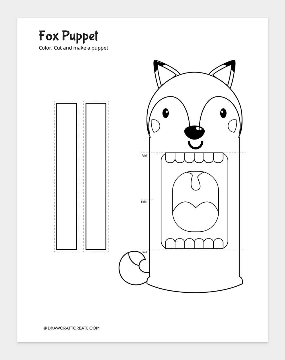 printable fox puppet template