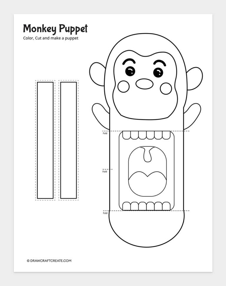 Free Printable Monkey Puppet Craft - Draw Craft Create