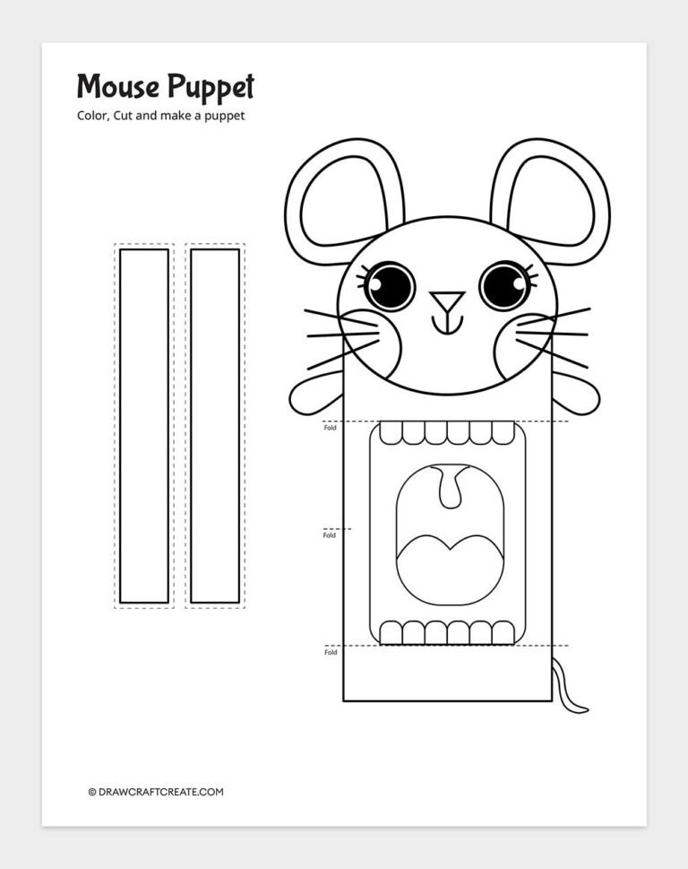 Free Printable Mouse Puppet Craft - Draw Craft Create