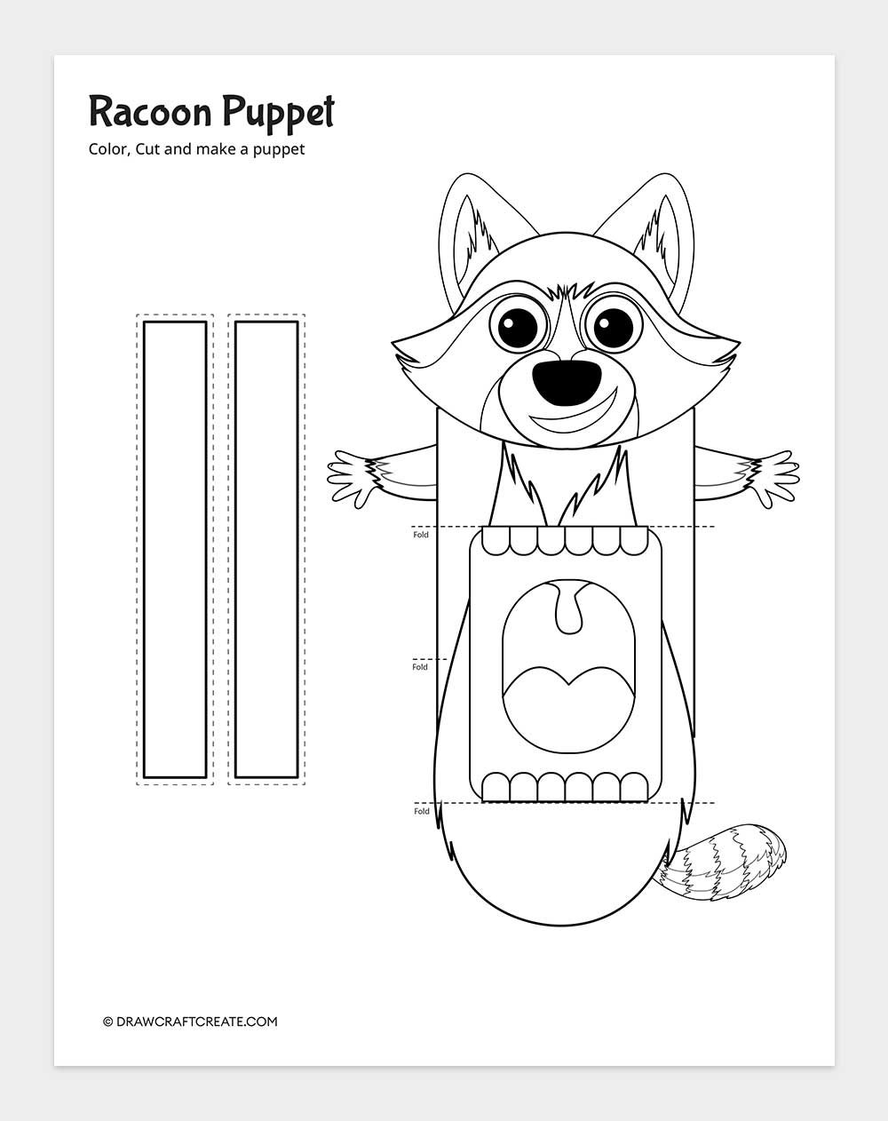 printable racoon puppet template