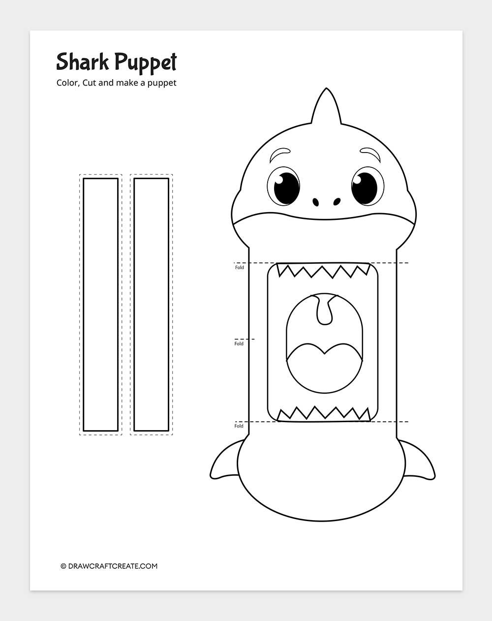 printable shark puppet template