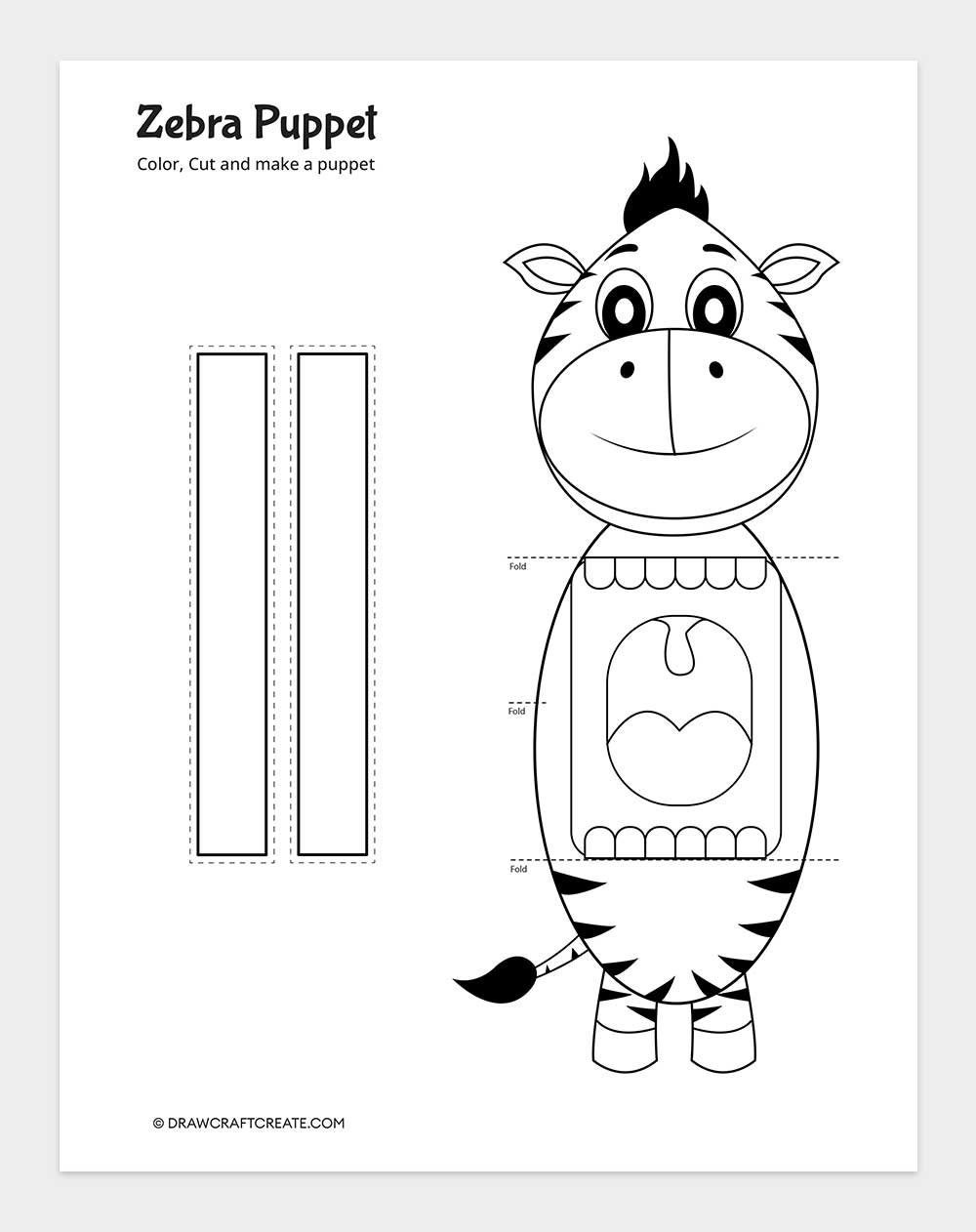 printable zebra puppet template