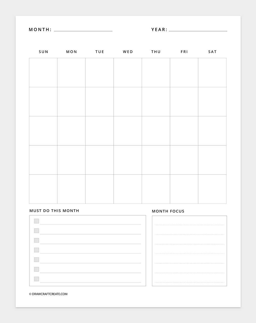 blank calendar template