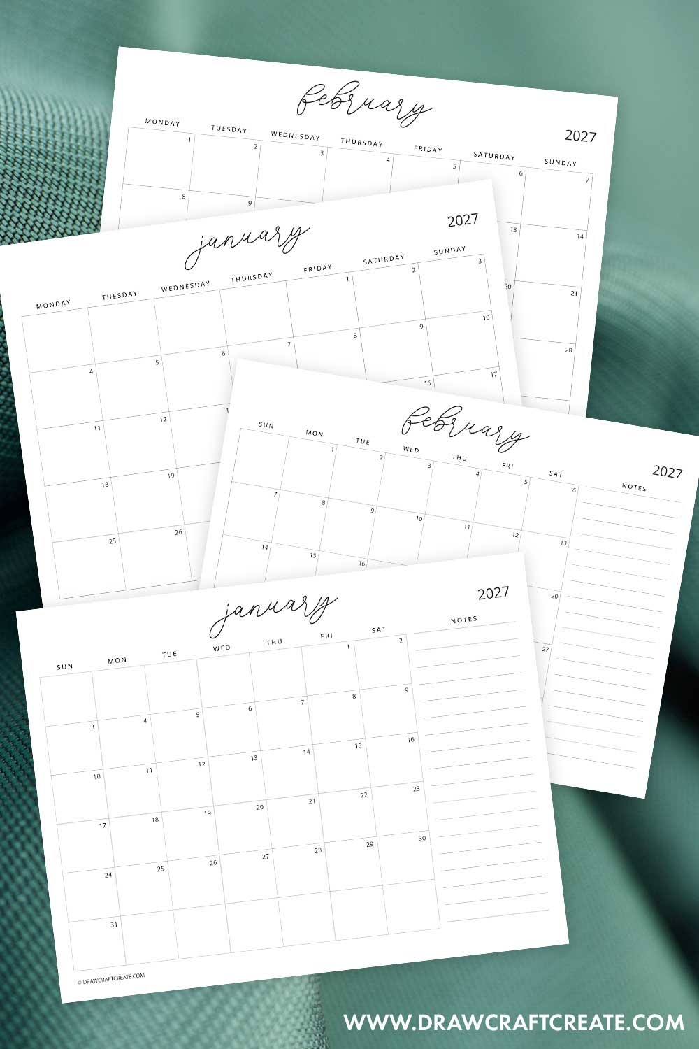 2027 calendar printable