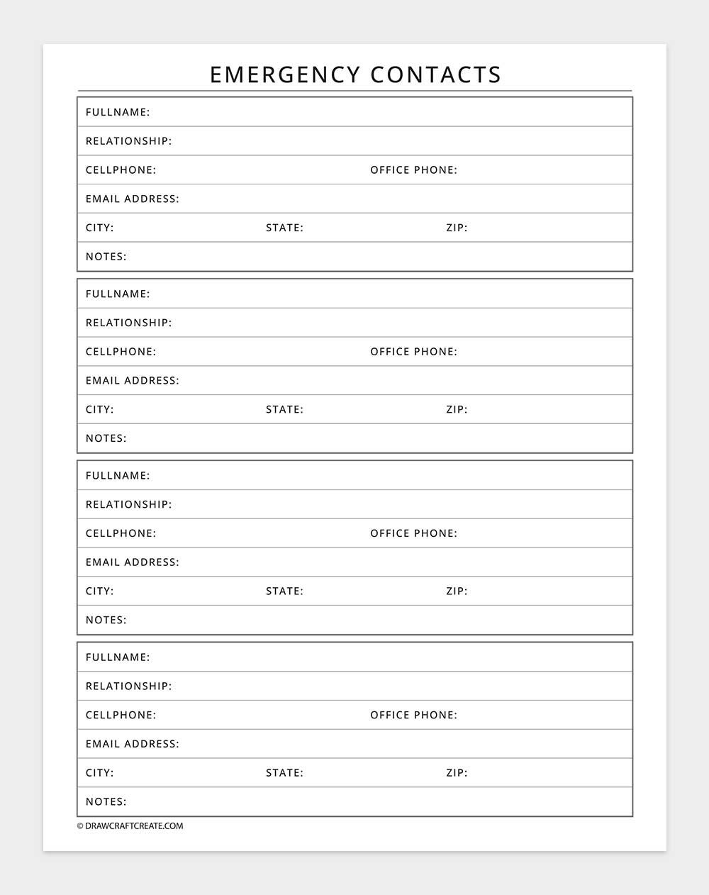 emergency contacts