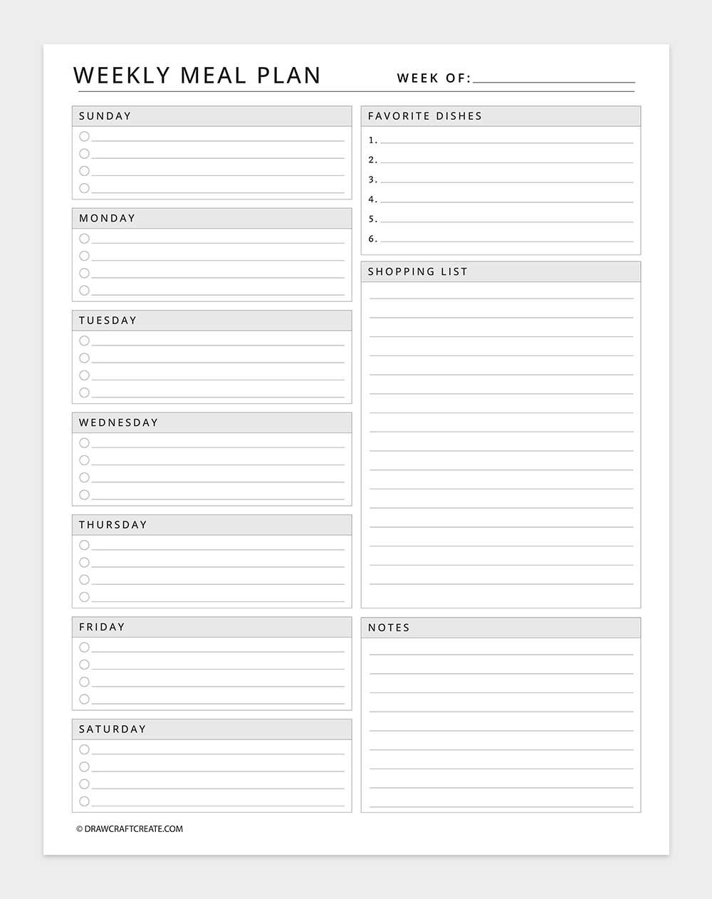 weekly meal plan