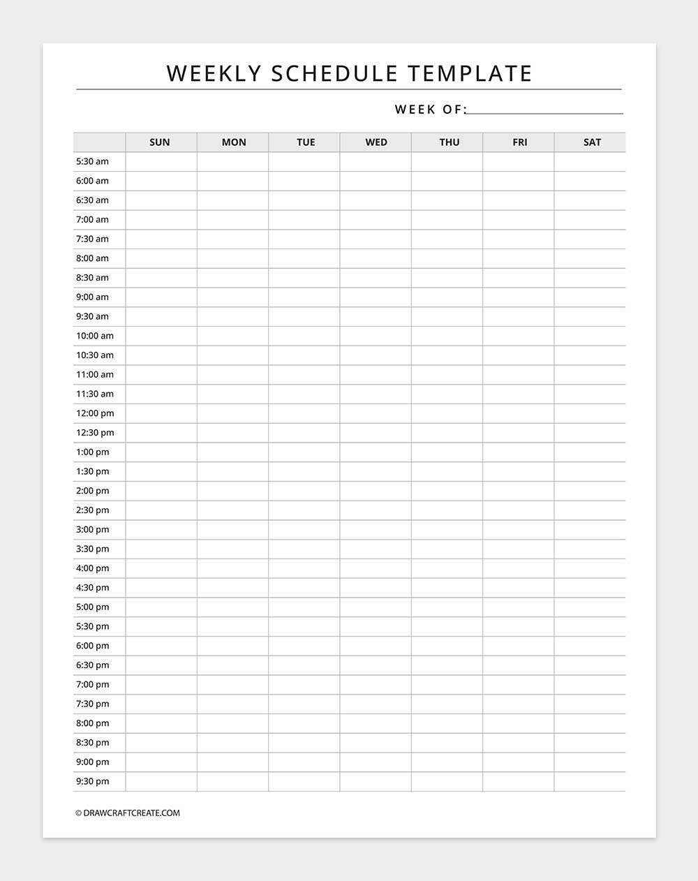 weekly schedule template