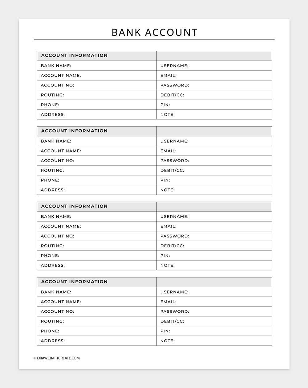 bank account