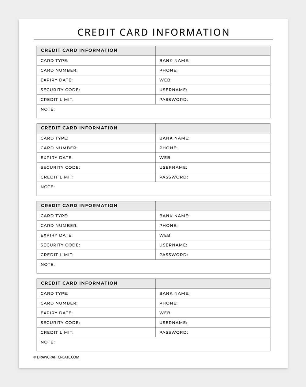 credit card information
