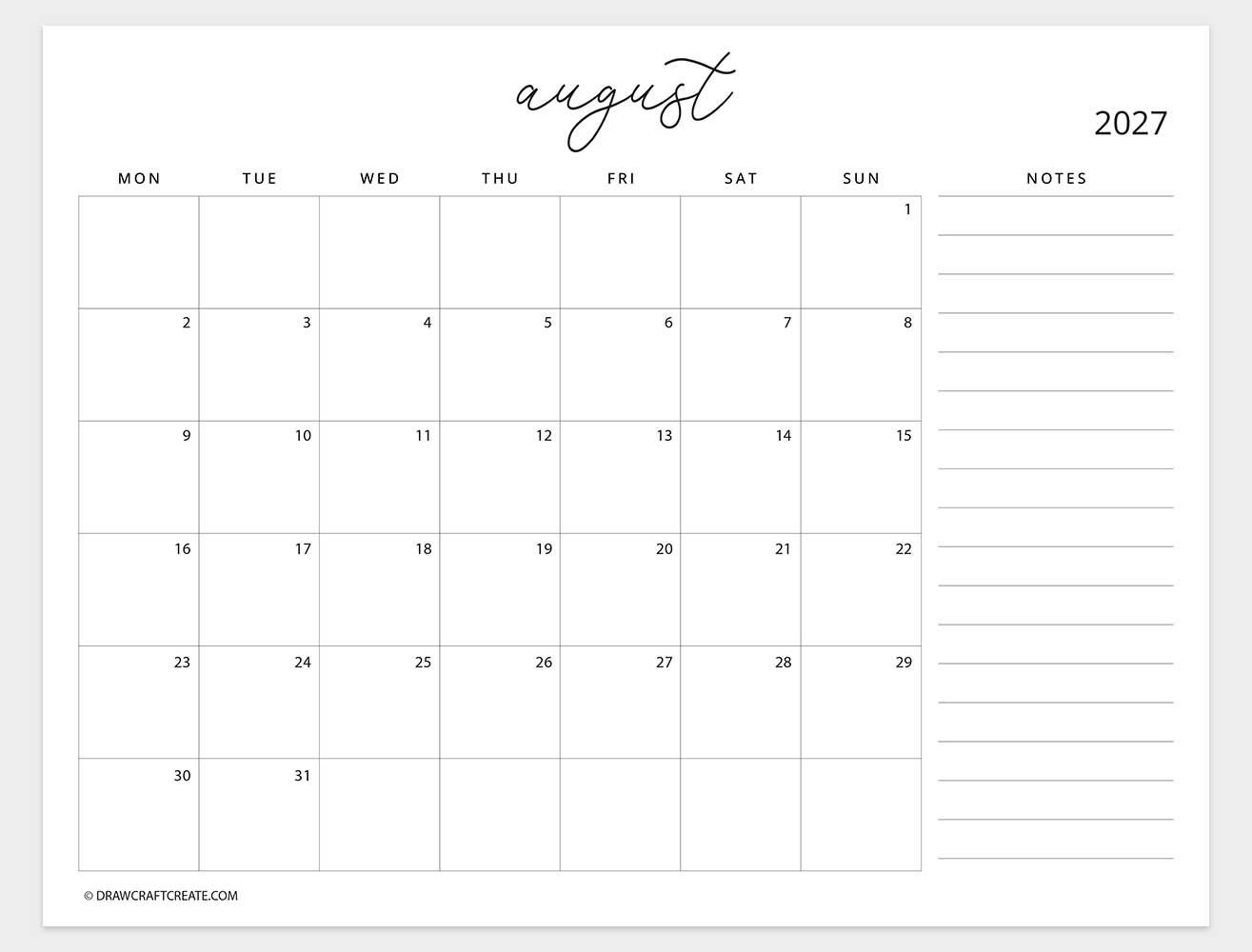 april 2027 calendar sunday start
