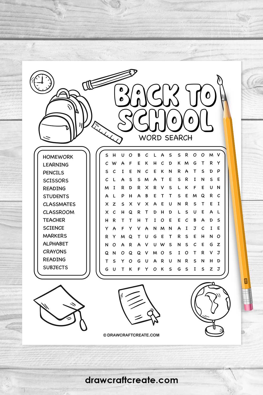 back to school word search