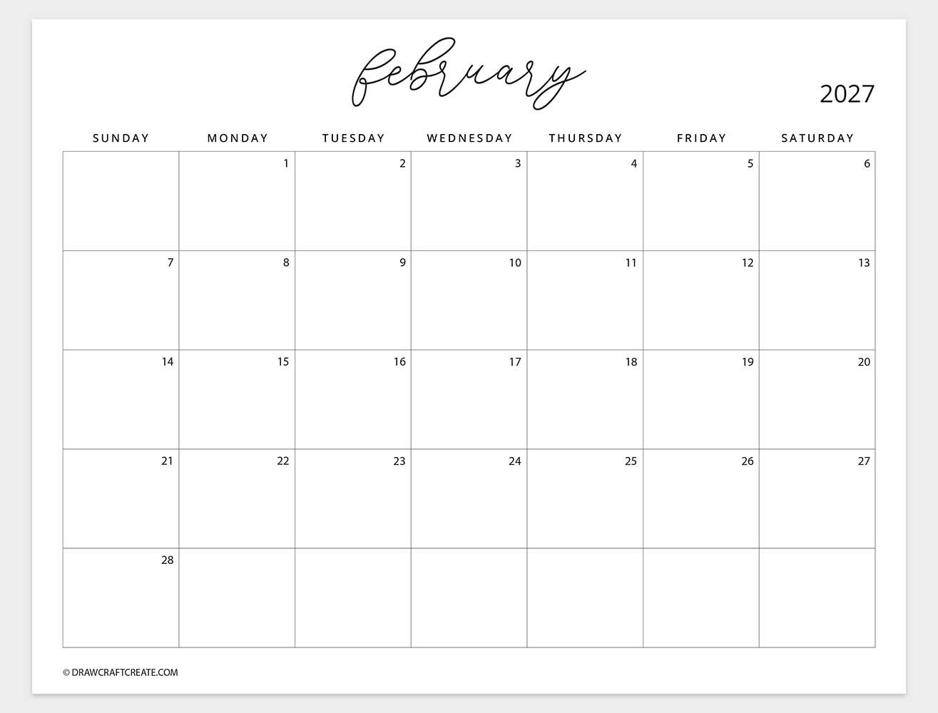 april 2027 calendar sunday start