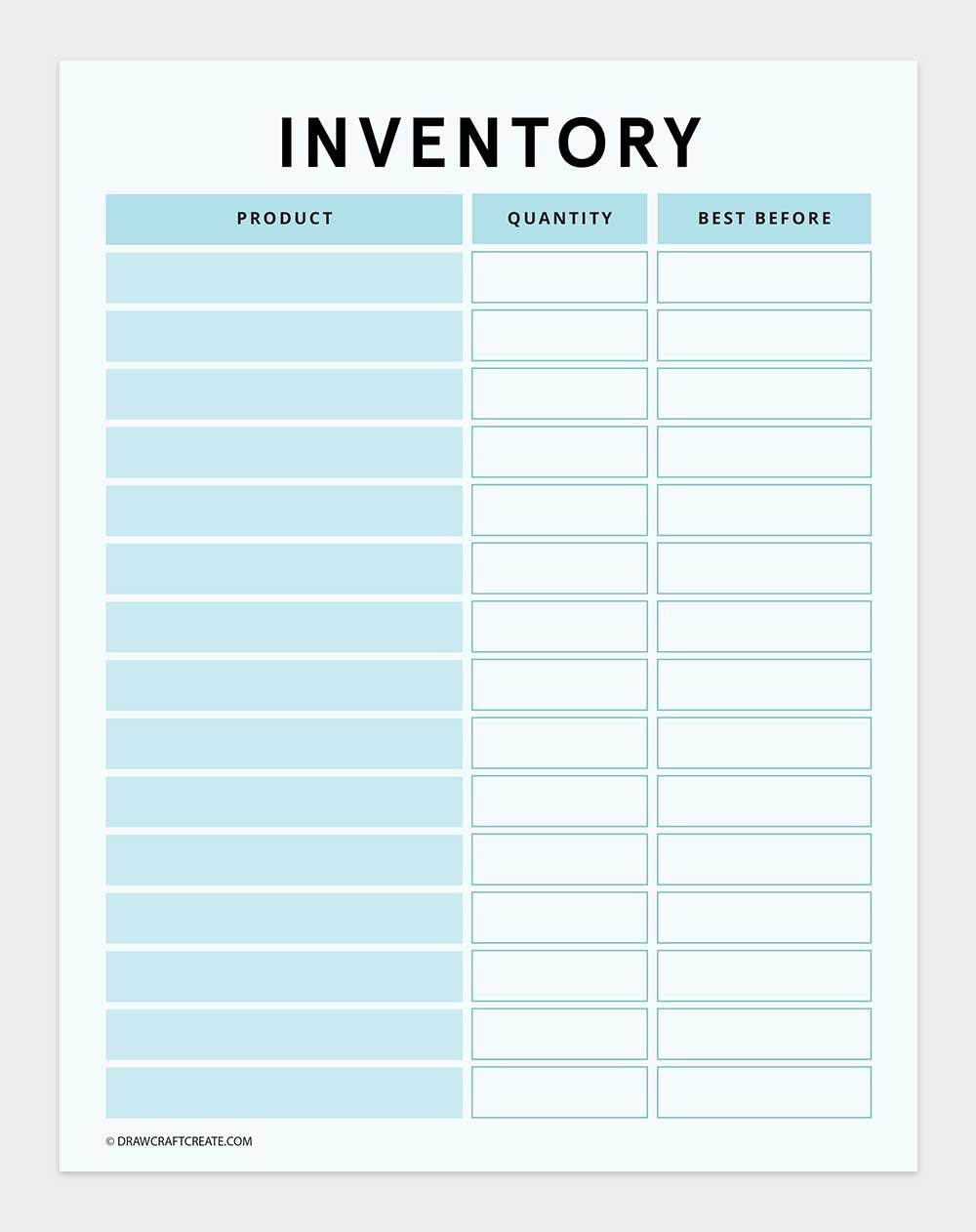 inventory log template