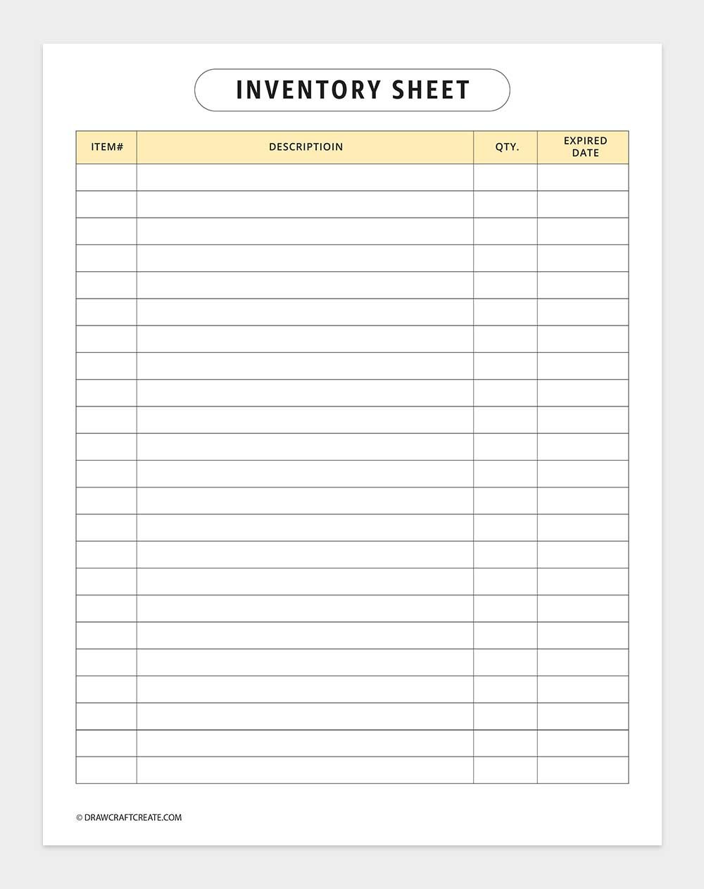 inventory log template