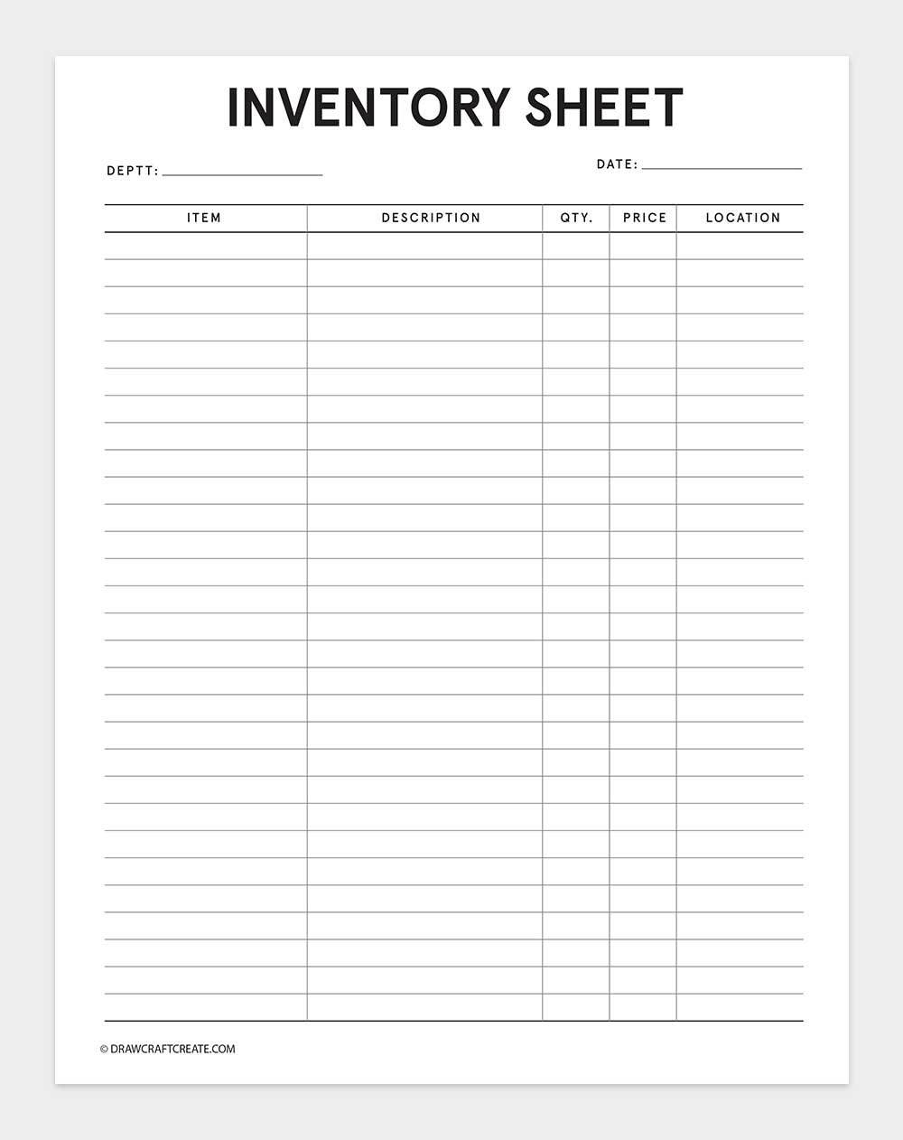 inventory log template