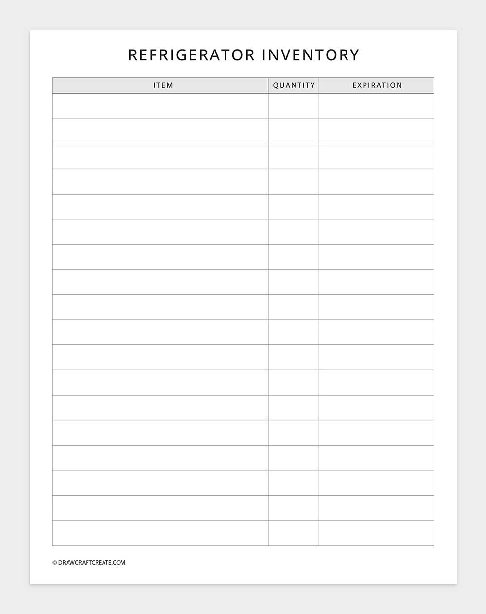 inventory log template