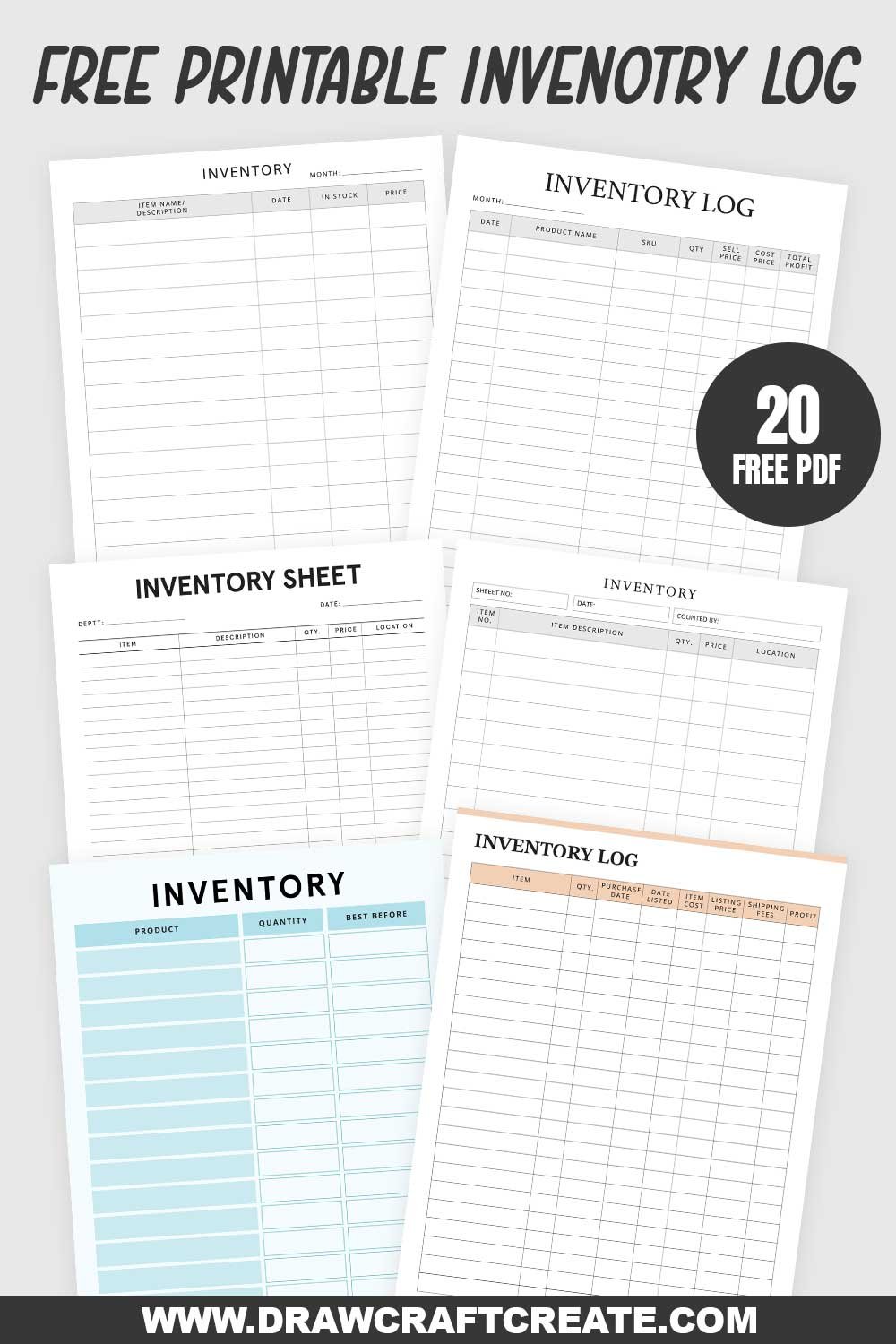 inventory log template