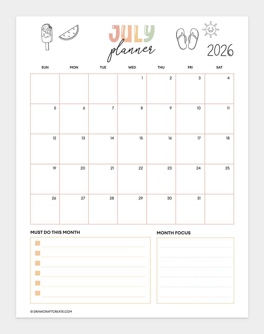 july 2026 calendar