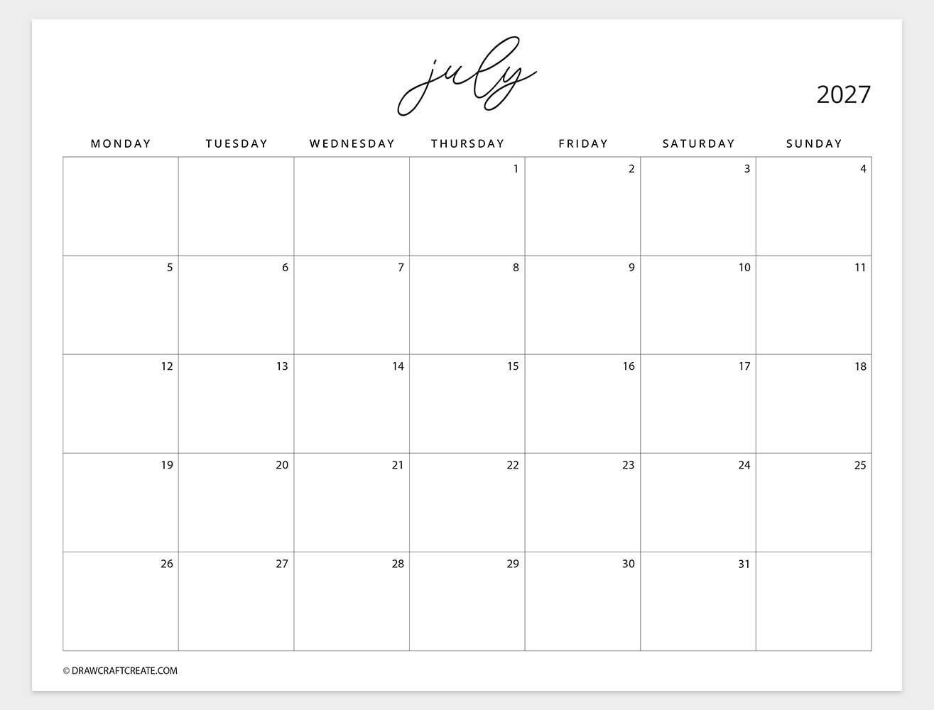april 2027 calendar sunday start