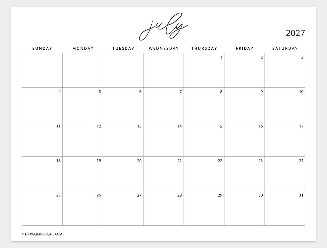 april 2027 calendar sunday start