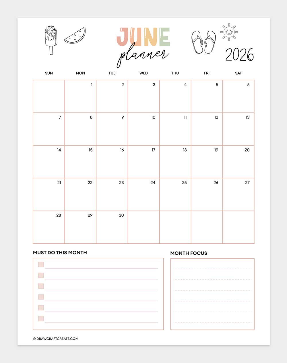 june 2026 calendar