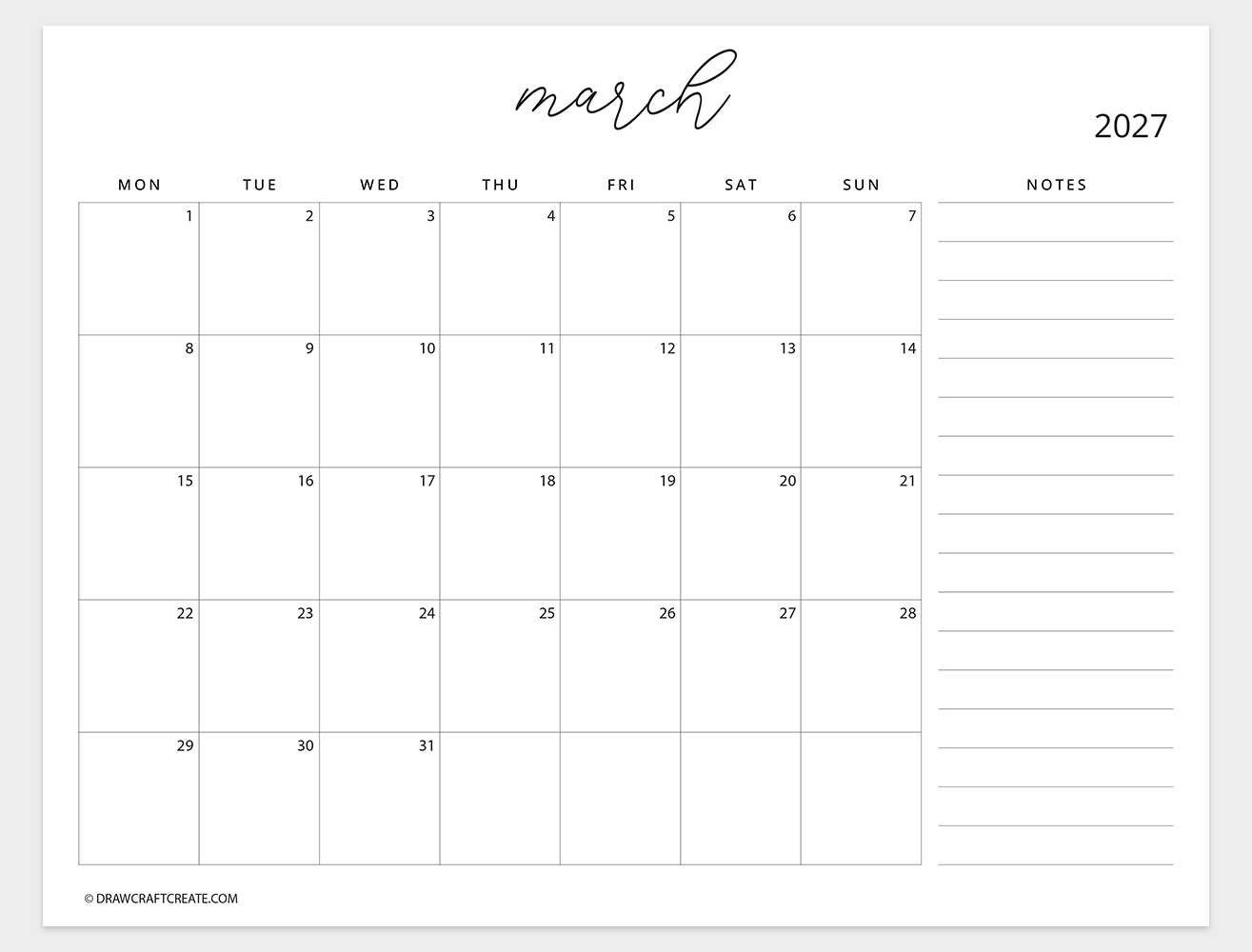 april 2027 calendar sunday start