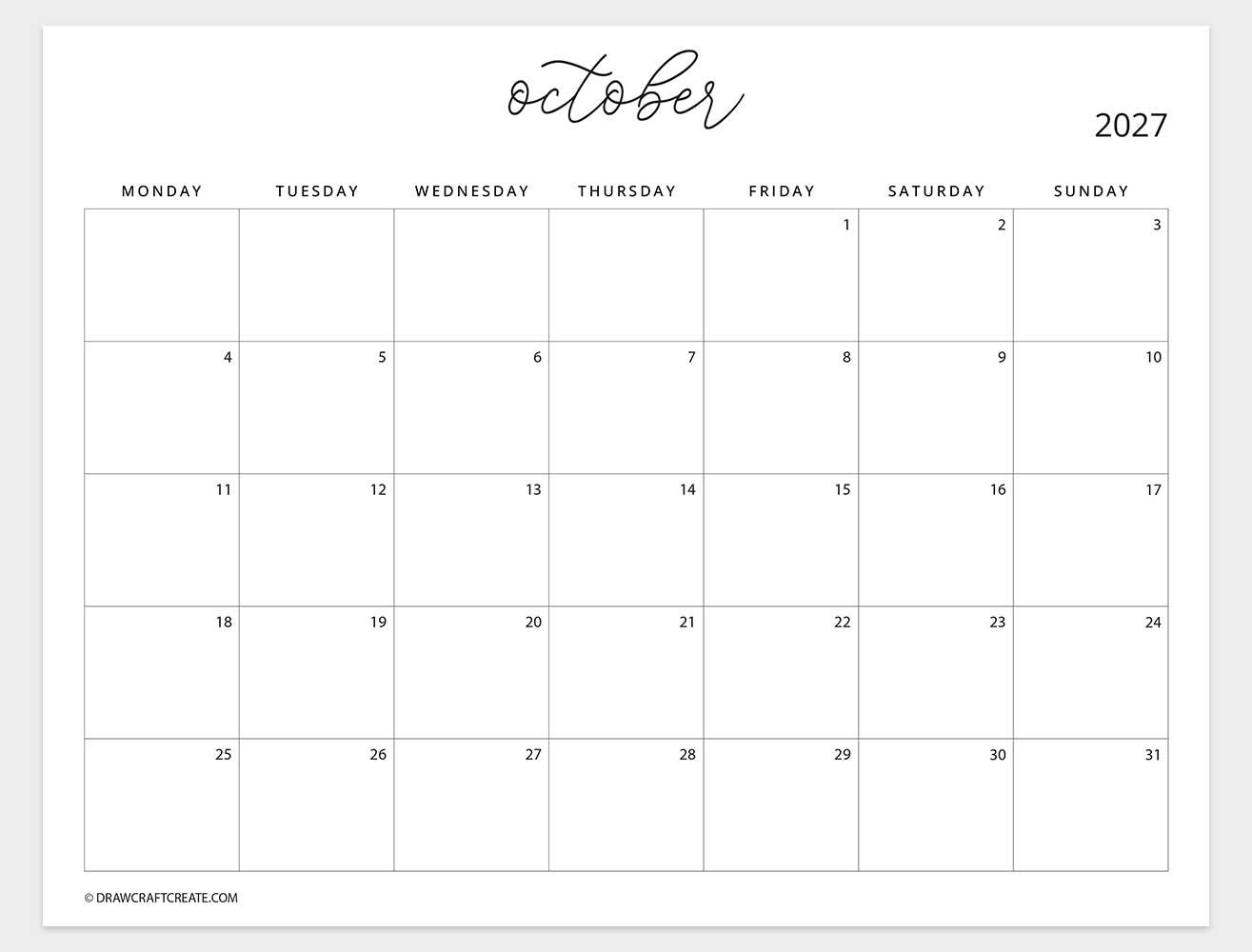 april 2027 calendar sunday start