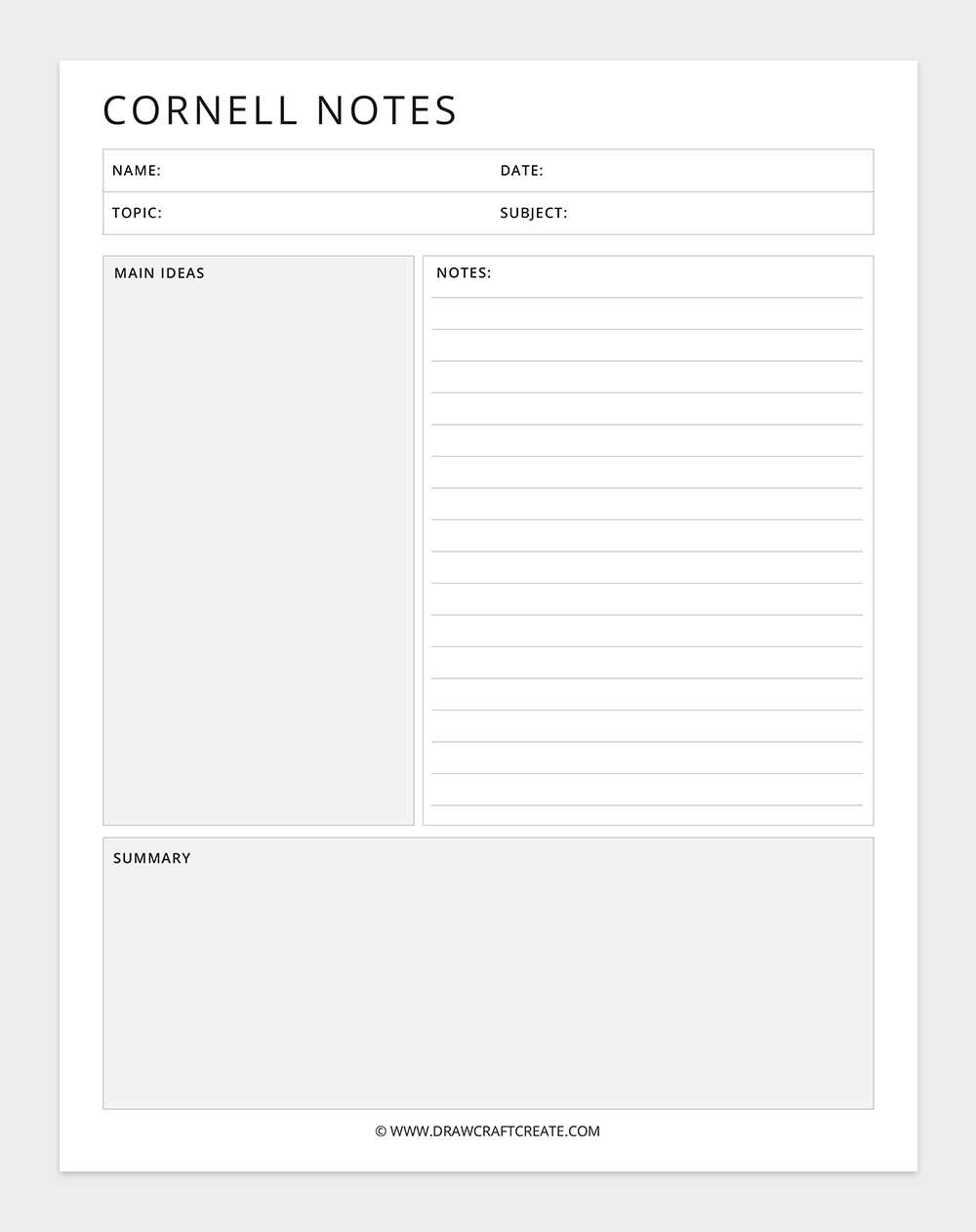 printable cornell notes template