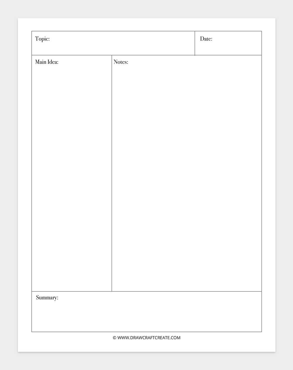 printable cornell notes template