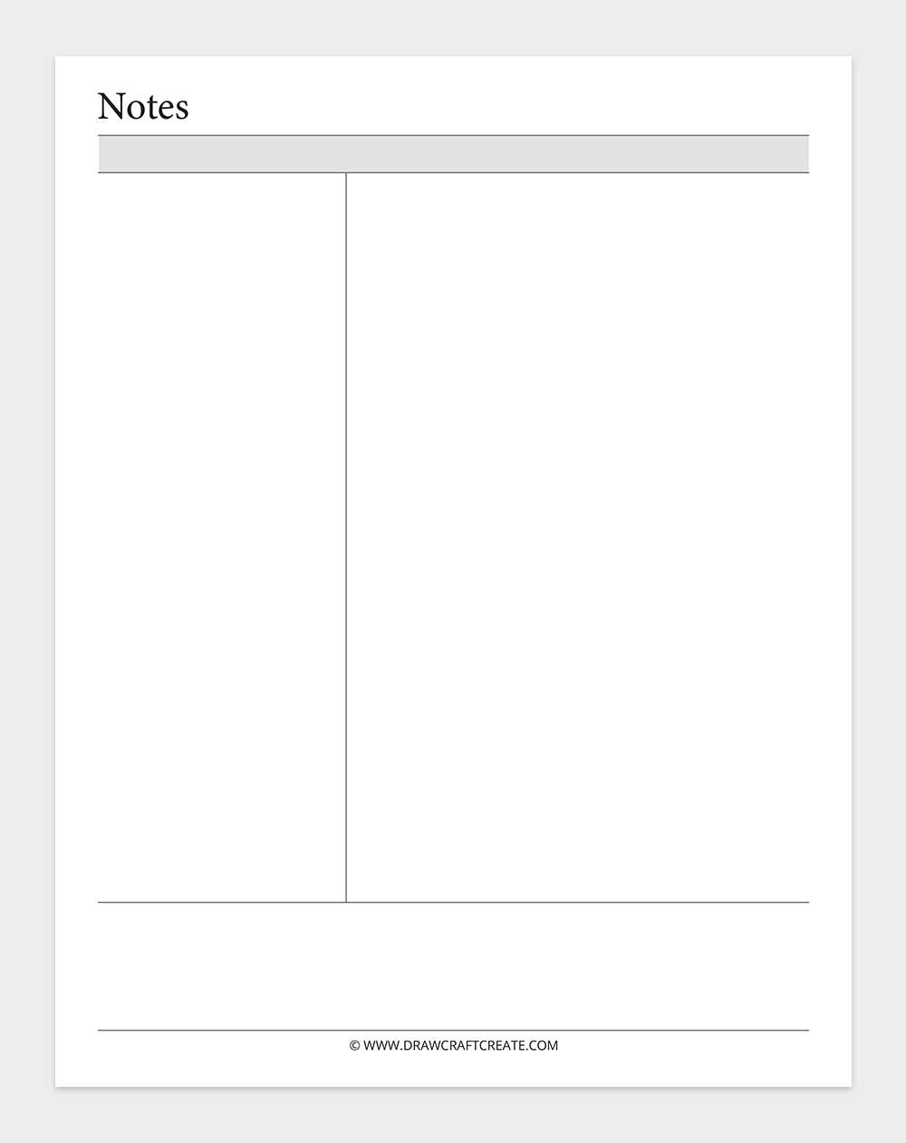 printable cornell notes template
