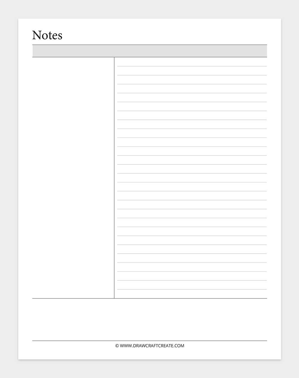 printable cornell notes template