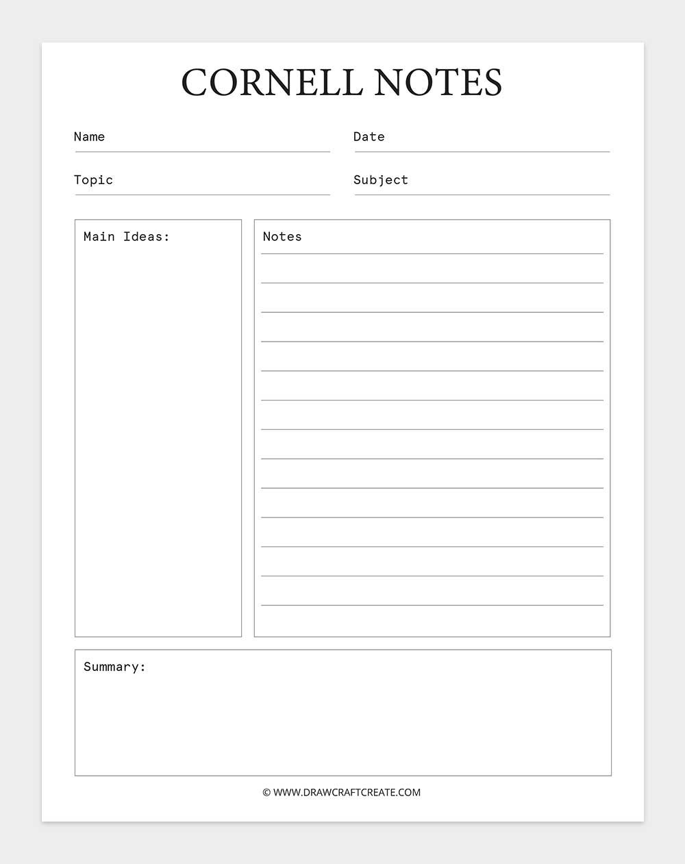 printable cornell notes template