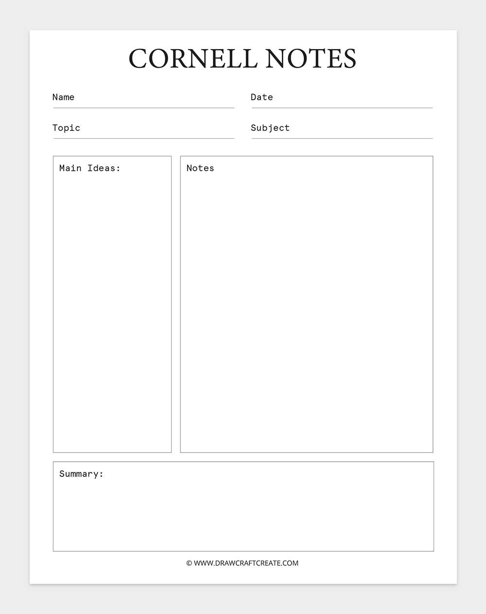 printable cornell notes template