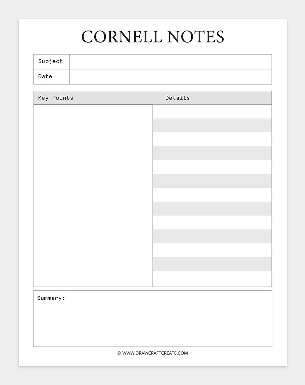 printable cornell notes template
