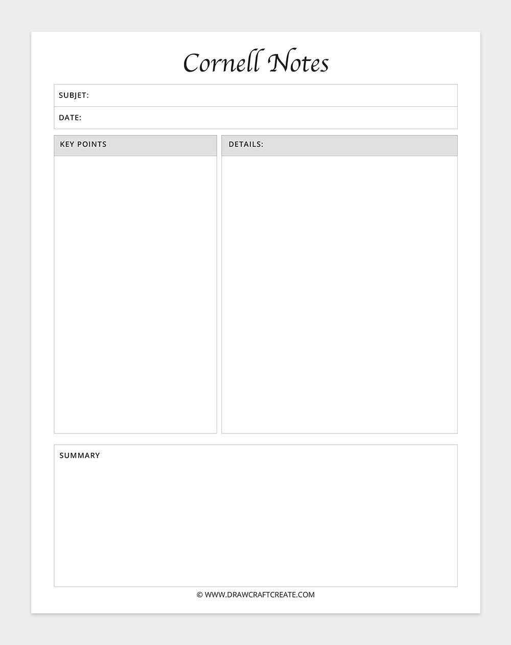 printable cornell notes template