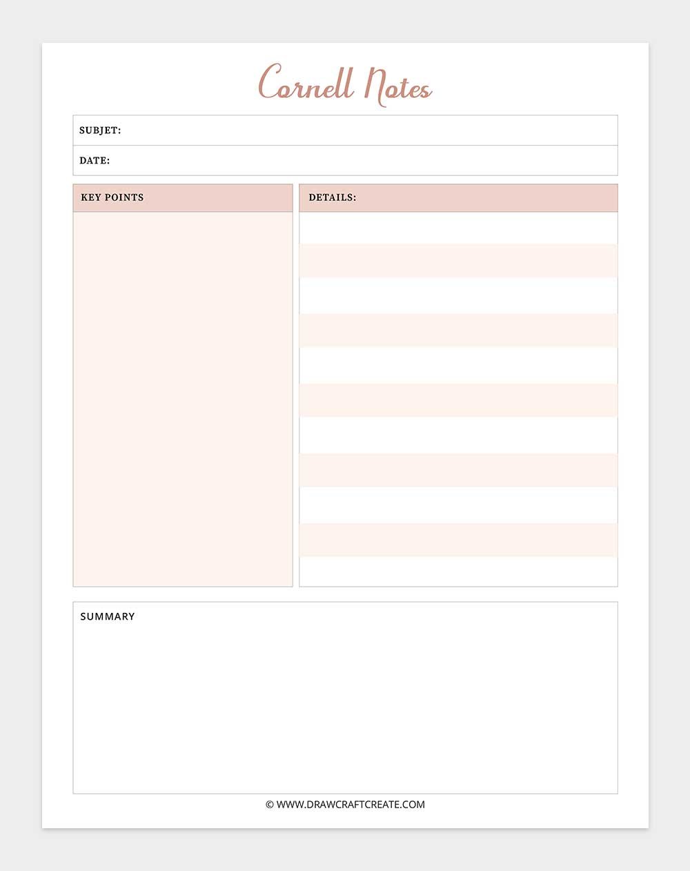 printable cornell notes template