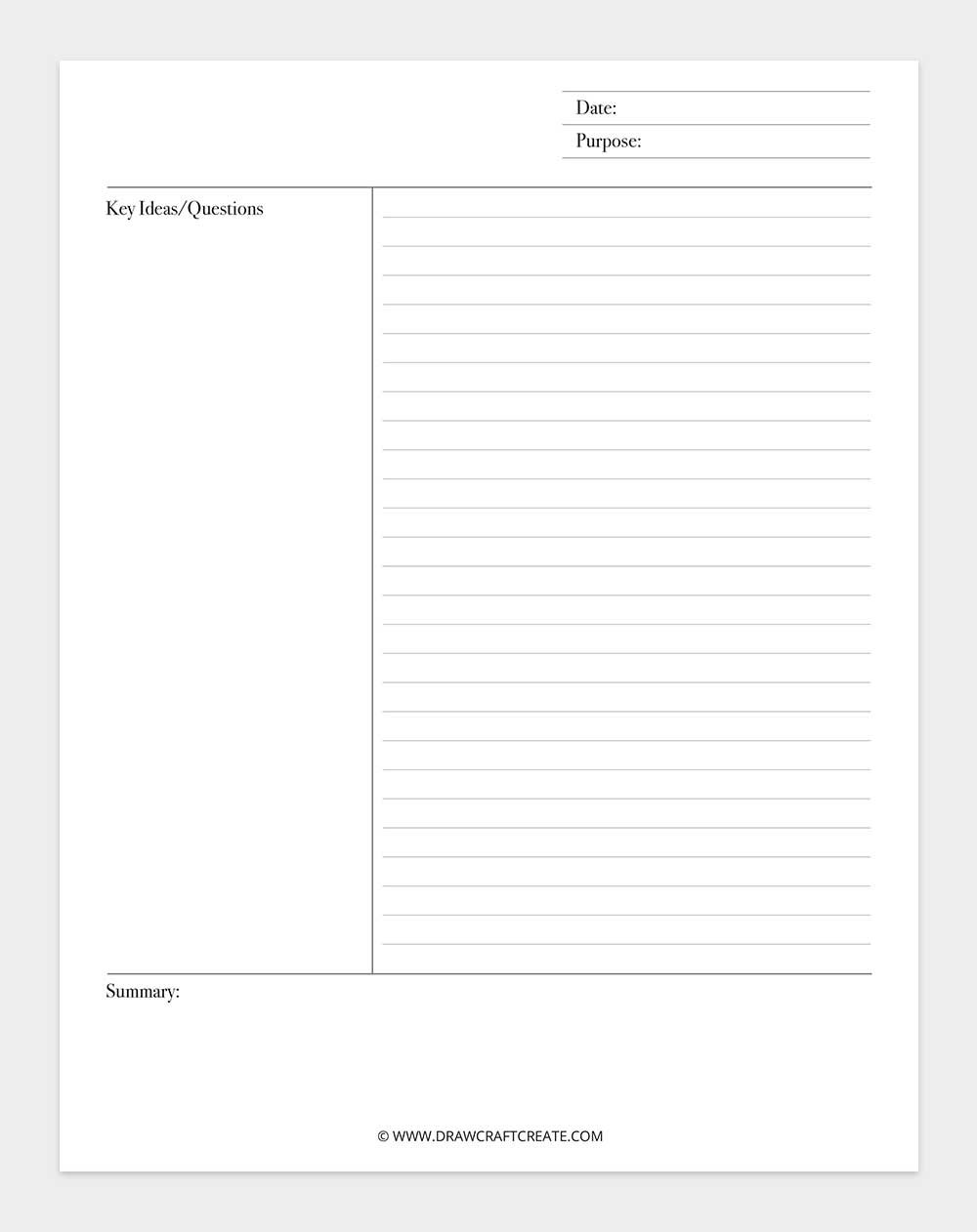 printable cornell notes template