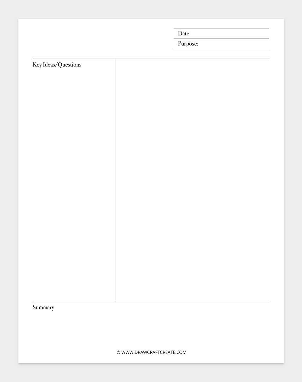 printable cornell notes template