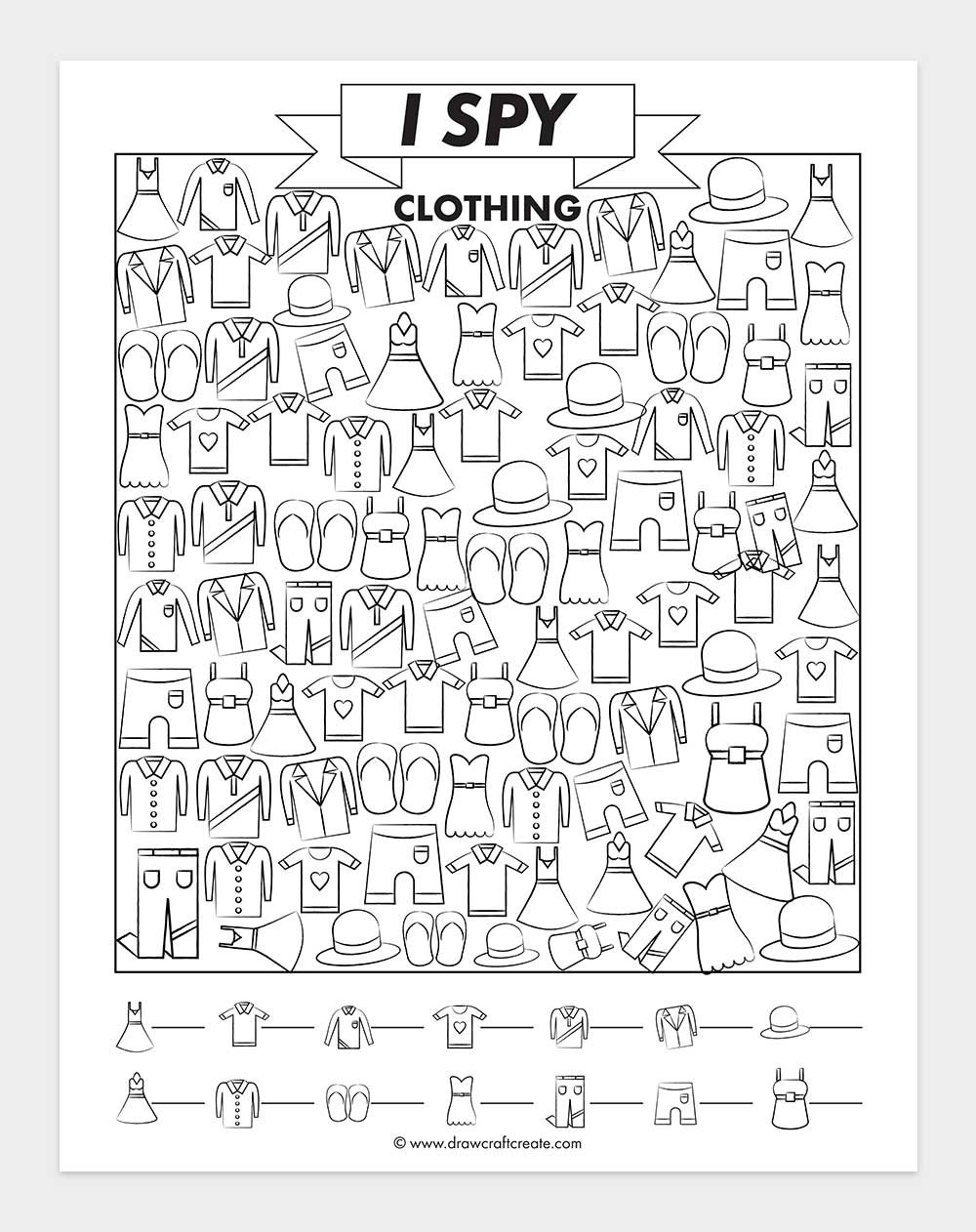 printable i spy clothing worksheet