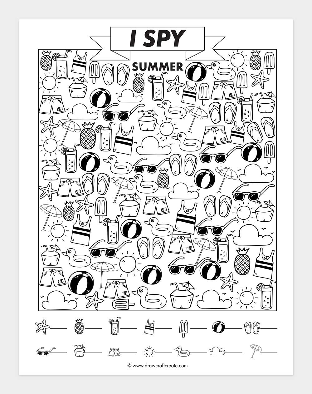 printable i spy summer worksheet