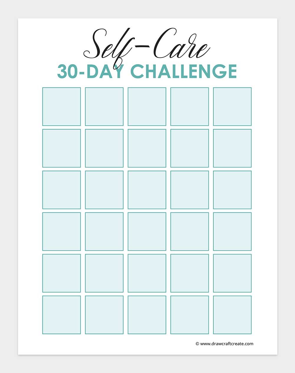 30 day self care challenge printable