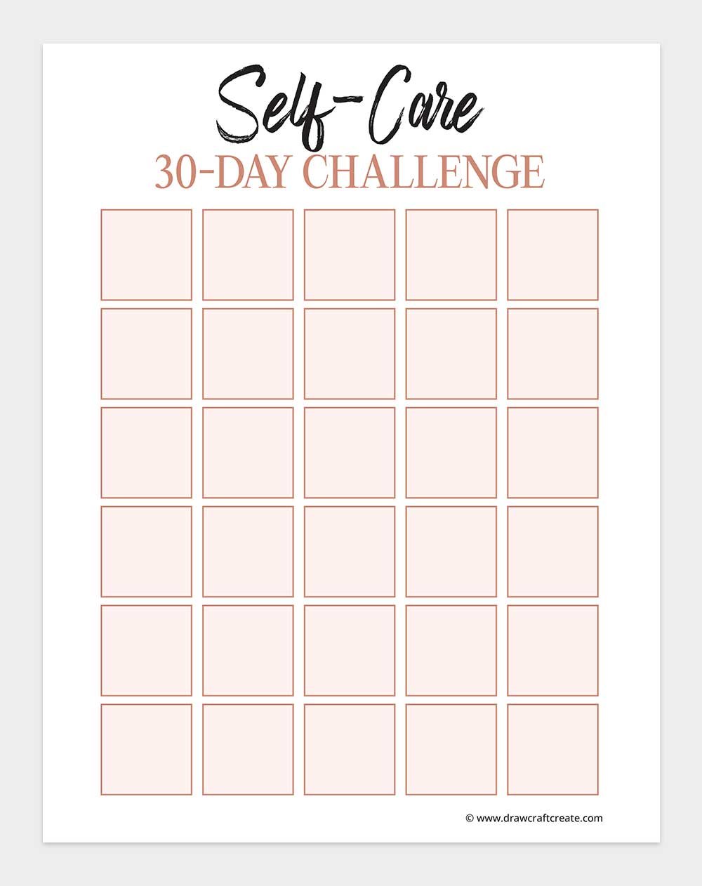 30 day self care challenge printable