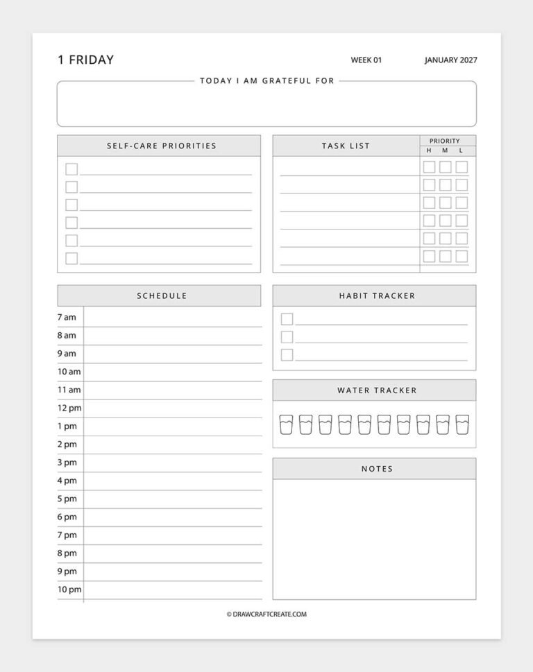 Free 2027 Dated Daily Planner Printable (380 Pages) - Draw Craft Create