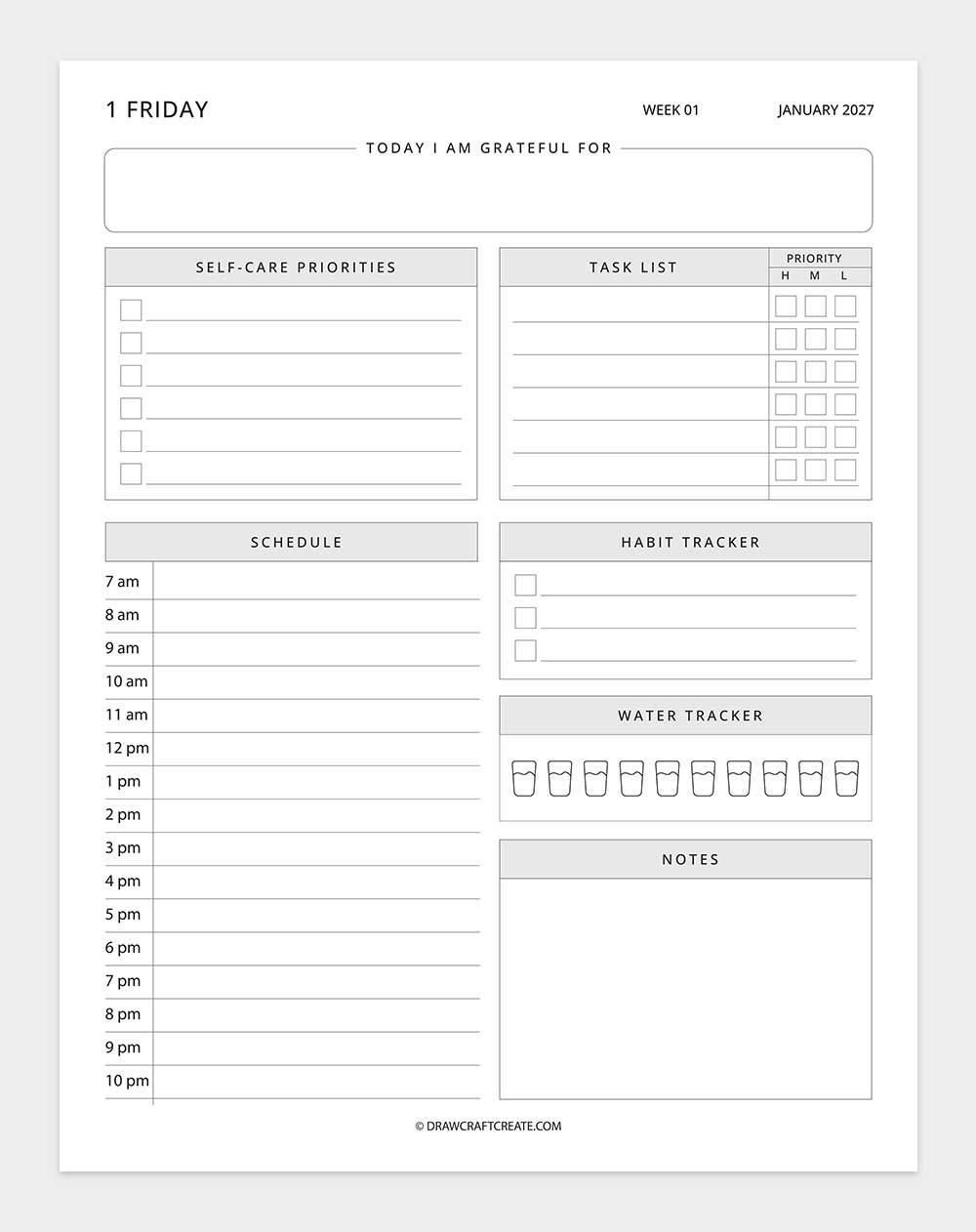 Printable 2027 Dated Daily Planner