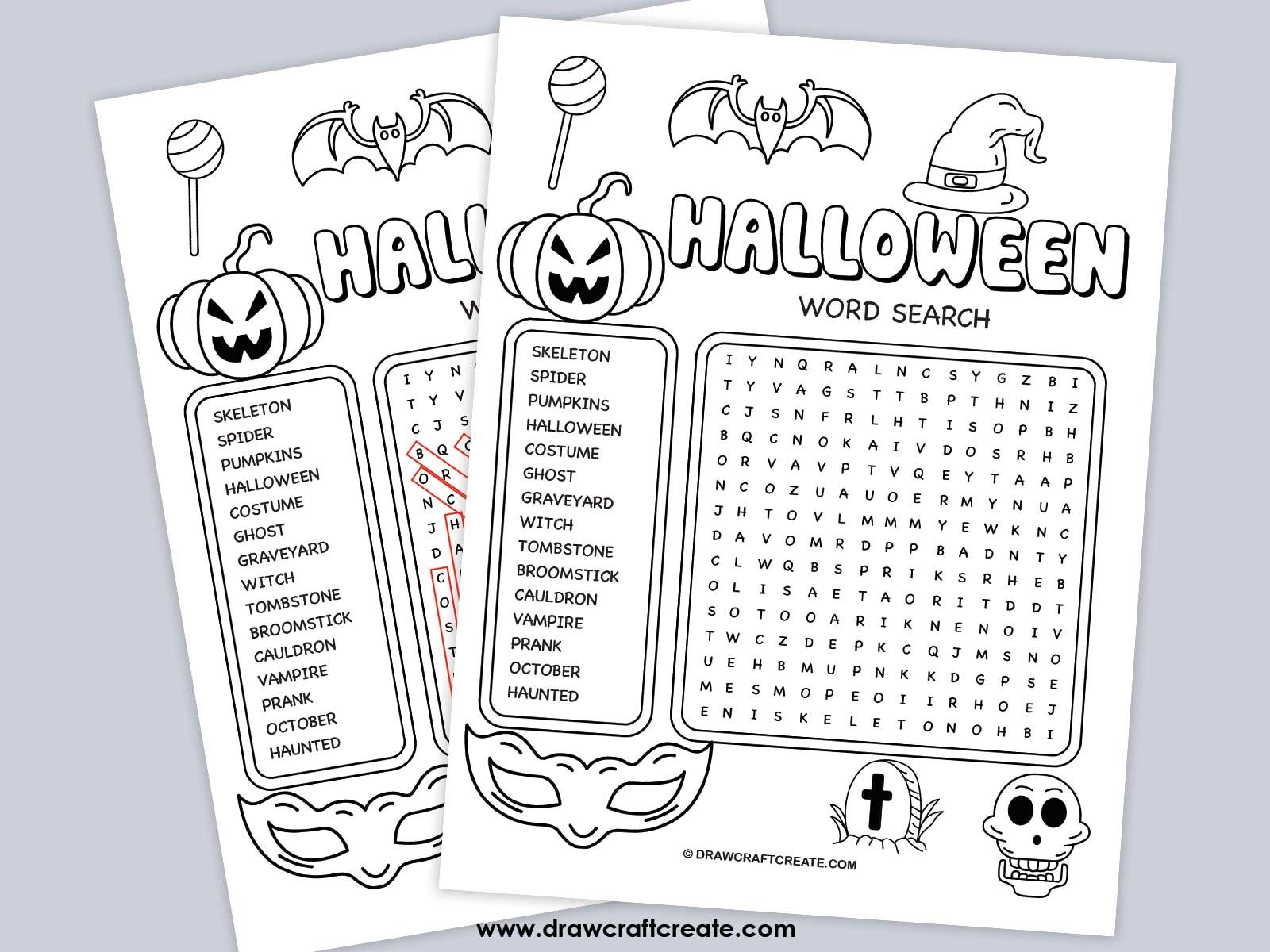 halloween word search answer
