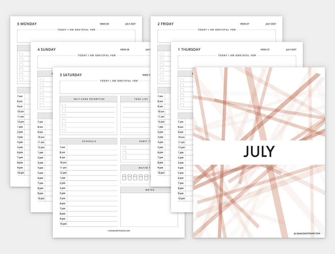 july 2027 dated daily planner