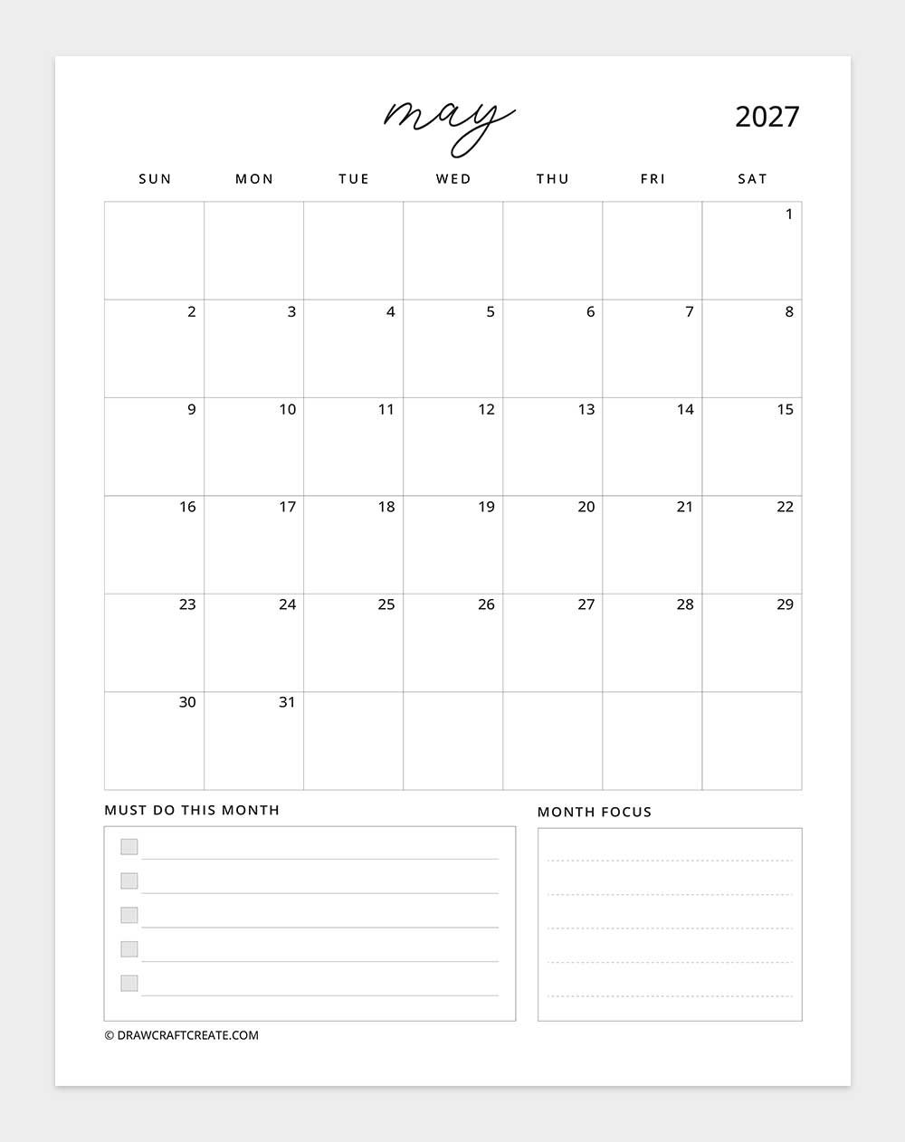 april 2027 calendar vertical with note sunday start
