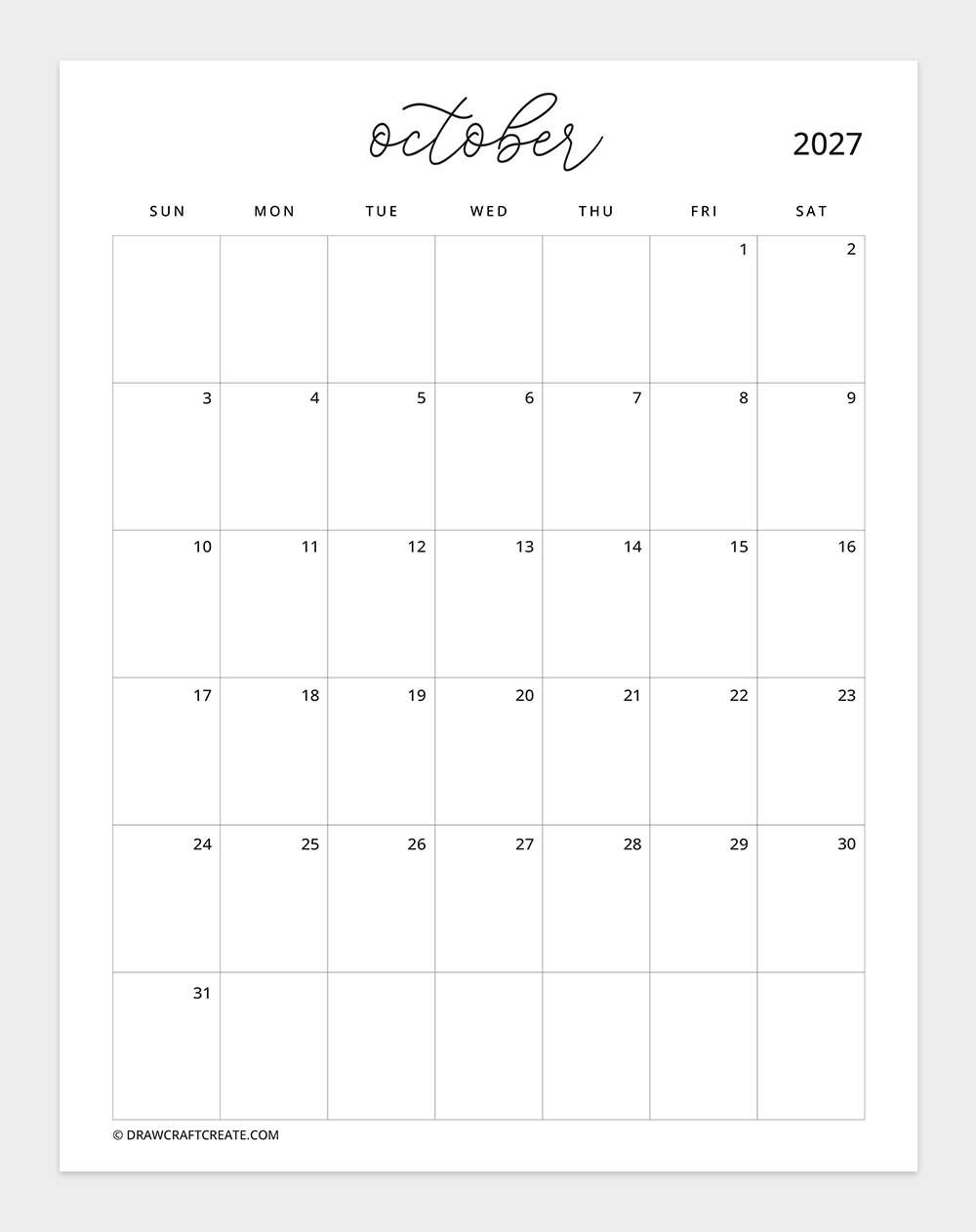 february 2027 calendar vertical without note sunday start